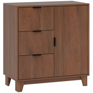 Homcom Buffet soggiorno, con anta, 3 cassetti e ripiano regolabile 75 x 39 x 80 cm, Marrone   Aosom Italy