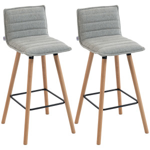 Homcom Set di 2 sgabelli da bar, sedie da bar, seduta imbottita, schienale e poggiapiedi, 48 x 48 x 99,5 cm, grigio   Aosom Italy