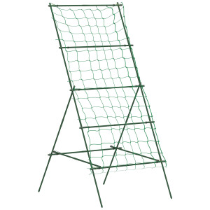 Outsunny Supporto per Pomodori a forma di A a Livelli Regolabili con Rete, in Acciaio, PE e PP, 101x133x227 cm, Verde