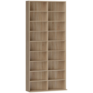 Homcom Contenitori per CD e DVD 18 scomparti capacità max. 640 CD/360 DVD 430 Blu-ray 78,5 x 24 x 175 cm legno naturale   Aosom Italy