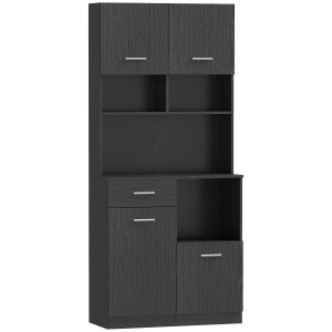 Homcom Mobile cucina, credenza con cassetto, ante con chiusura ammortizzata, 80 x 35 x 180 cm, Nero   Aosom Italy