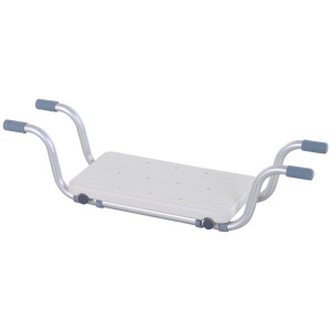 Homcom Sedile per Vasca in Lega di Alluminio e Plastica, Mensola per Vasca da Bagno Larghezza Regolabile 71-81cm, Max. Carico 136kg Aosom