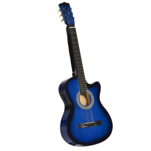 Homcom Pack chitarra elettrica kit chitarra elettrica con custodia, tracolla, corde, plettri, cavo, 96,5x35,8x8,5cm, blu e nero   Aosom Italy