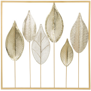 Homcom Decorazione da parete in metallo con design a foglia, stile moderno, Oro   Aosom Italy