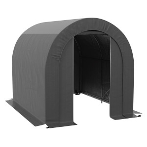 Outsunny Riparo da giardino tenda di stoccaggio esterno riparo per bici garage per bici telo in PE metallo 2,4 x 1,8 x 1,9 m grigio scuro   Aosom