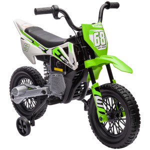 Aiyaplay Moto Elettrica per Bambini con Rotelle e Indicatore di Carica, in PP e Metallo, 107x56x70 cm, Verde