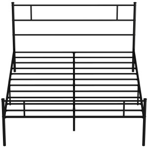Homcom Struttura Letto Matrimoniale 165x211x100cm in Acciaio, Doghe Integrate, Testiera e Pediera Stile Industriale, Nero Aosom