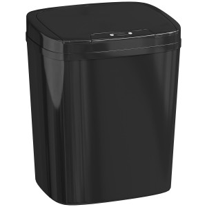 Homcom Pattumiera da Cucina Automatica 15 L con Sensore a Infrarossi e Modalità Manuale Anello di Fissaggio Antimpronta Nero   Aosom Italy