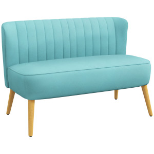 Homcom Divano design retrò 2 posti, gambe in legno, 117 cm x 56,5 cm x 77 cm, Verde   Aosom Italy