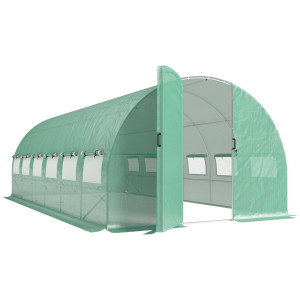 Outsunny Serra a Tunnel 6x3x2 m con Porta a Battente 12 Finestre con Zanzariera e Struttura in Acciaio Zincato Verde   Aosom Italy