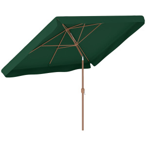Outsunny Ombrellone da Giardino 2x3 m con Apertura a Manovella, Inclinabile e Anti UV 50+, Verde