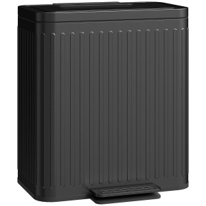 Homcom Cestino a doppio scomparto 2 x 20 L, cestino da cucina a pedale, secchi interni rimovibili, 45,5x36,5x51cm, nero   Aosom Italy