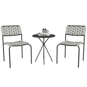 Outsunny Set mobili da giardino in polyrattan, lounge outdoor mobili da balcone per 2 persone, 3 pezzi 2 sedie, tavolo grigio   Aosom Italy