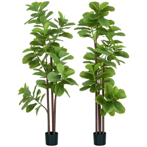 Homcom Set con 2 piante artificiali Ficus Lyrata altezza 180cm con vaso   Aosom Italy