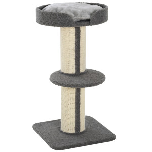 Pawhut Tiragraffo gatto multi-attività  albero per gatti 81cm  con cuscino colonna in sisal Agnello cashmere grigio Aosom