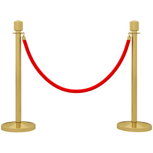 Homcom Colonnine Segnapercorso in Acciaio Inox Oro con Corda Vellutata Rossa di 1.5 m e Base Riempibile,, Ø32x96 cm