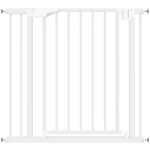 Pawhut Cancelletto di Sicurezza per Bambini e Cani con Blocco Doppio e Chiusura Automatica, 76-89 cm, Bianco   Aosom Italy