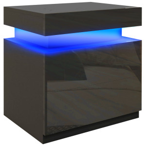 Homcom Comodino LED a 16 Colori e 4 Modalità con 2 Cassetti, in Legno, 45x35x52 cm, Nero   Aosom Italy