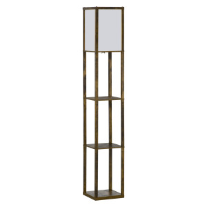 Homcom Lampada da Terra con 3 Mensole Integrate, Attacco E27 Potenza 40W, 26x26x160cm, Colore Legno