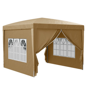 Outsunny Gazebo da Esterno 3x3 m Pieghevole con 4 Pannelli Laterali, in Acciaio e Tessuto Oxford Cachi   Aosom Italy