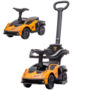 Aiyaplay Macchinina per Bambini 2 in 1 con Maniglione e Barriera di Sicurezza, 86.5x40x89.5 cm, Arancione e Nero