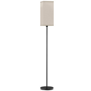 Homcom Lampada da Terra 40W con Interruttore a Pedale, in Tessuto Effetto Lino e Metallo, Ø25x161.5 cm, Nero e Beige
