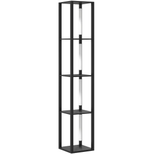 Homcom Lampada da Terra con 4 Ripiani, 3 Luminosità Regolabili e Interruttore a Pedale, 29x29x163 cm, Nero   Aosom Italy
