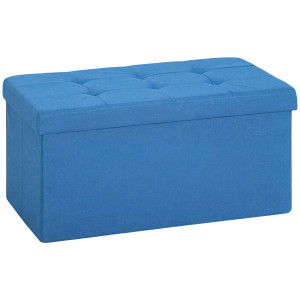 Homcom Pouf Contenitore, Panca Contenitore Pieghevole 84 L 76x38x38 cm Rivestito in Lino Sintetico Azzurro chiaro   Aosom Italy