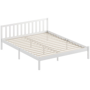 Homcom Telaio del letto in legno massiccio 160x200cm letto singolo con testiera e rete a doghe robusta per bambini e adulti   Aosom Italy