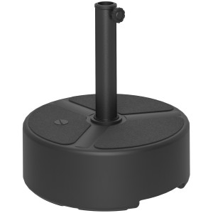 Outsunny Supporto per ombrellone in HDPE riempibile 18kg/20kg con sabbia o acqua, rotondo, nero   Aosom Italy