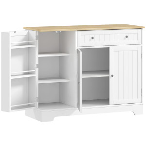 Homcom Madia da Cucina Credenza 3 Ripiani Ante Cassetto Ripiani Regolabili per Sala da Pranzo 105x40x83 cm Bianco   Aosom Italy
