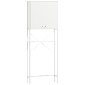 Homcom Mobile Bagno Sopra WC e Lavatrice con Armadietto e Ripiano Aperto, 64x20x180 cm, Bianco   Aosom Italy