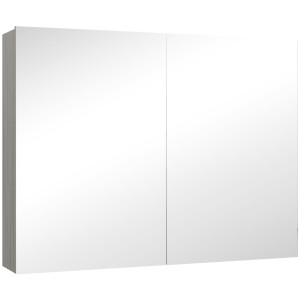 Homcom Armadio da parete per bagno con specchio, doppie ante e mensole regolabili, 80x15x60cm, Grigio   Aosom Italy