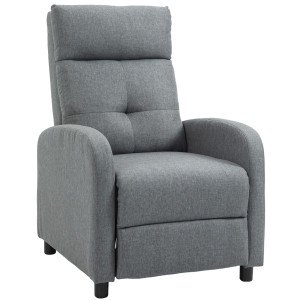 Homcom Poltrona Reclinabile 155° max in Tessuto Effetto Lino Grigio con Poggiapiedi, 67x87x98 cm   Aosom Italy