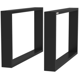 Homcom Set 2 Gambe per Tavolino Rettangolari Stile Industriale in Acciaio, Capacità 60 kg, 70x8x41 cm, Nero   Aosom Italy