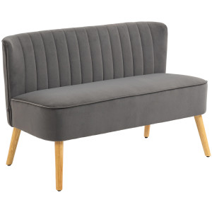 Homcom Divano Retrodesign a 2 Posti con Gambe in Legno, 117x56,5x77 cm, Grigio Scuro   Aosom Italy