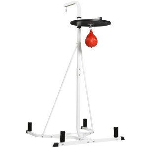 Homcom Piattaforma con Pera da Boxe per Allenamento, Stazione da Boxe in Acciaio, Supporto per Punching Ball Rossa, 115x163x224cm