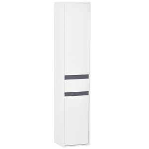 Homcom Mobiletto Bagno Salvaspazio con 2 Armadietti e Cassetto, Colonna Bagno con Ripiani Regolabili, in Legno, 35x31x172 cm, Bianco   Aosom Italy