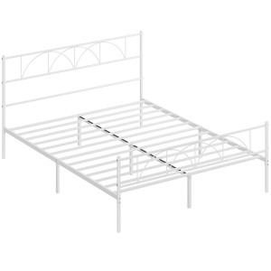 Homcom Struttura Letto con Testiera, Supporto a Doghe in Acciaio e Spazio di Stoccaggio Sotto il Letto, 161.5x208x98 cm, Bianco   Aosom Italy
