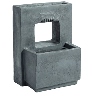Outsunny Fontana 2 livelli Fontana da giardino con illuminazione LED Vaso per piante Pompa Effetto pietra, Regolabile 45 x 31,5 x 58,5 cm   Aosom
