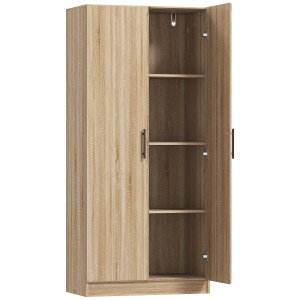 Homcom Credenza Cucina Moderna con 2 Ripiani Regolabili e Ante a Chiusura Ammortizzata, 75x40x165 cm, Legno   Aosom Italy
