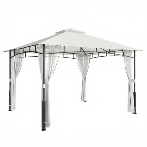 Outsunny Gazebo, 3 x 3,6 m, idrorepellente e robusto gazebo da giardino con zanzariera, doppio tetto, per giardino, terrazza, nero   Aosom Italy