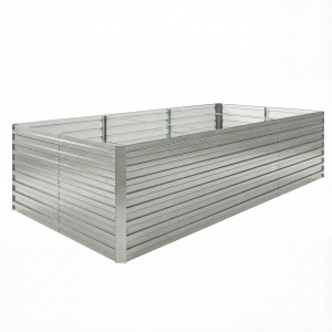Outsunny Fioriera da esterno, fioriera rialzata galvanizzata con bordo di sicurezza e fondo aperto 240 x 120 x 60 cm grigio argentato   Aosom Italy