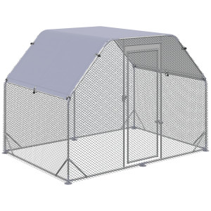 Pawhut Recinto per Galline con telo di copertura per 4-6 polli in acciaio, 280x190x195 cm Aosom