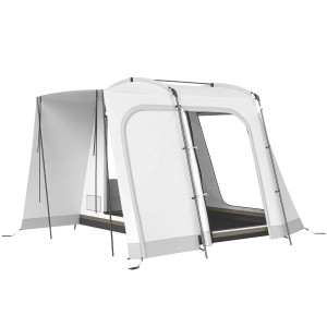 Outsunny Tenda posteriore per 2-4 persone, 320 x 280 x 205 cm 2 in 1 tenda per auto impermeabile tunnel con 4 porte finestra telo da pavimento   Aosom
