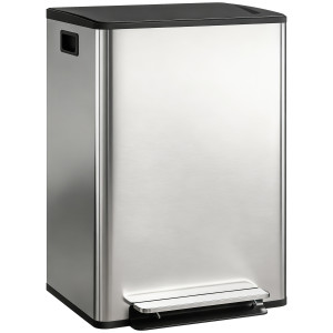 Homcom Pattumiera a Pedale con 2 Scomparti da 30L, Coperchio Ammortizzato e Secchi Rimovibili, Acciaio Inox, Argento   Aosom Italy