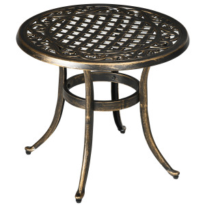 Outsunny Tavolino da giardino tavolo da esterno resistente alle intemperie con telaio in alluminio pressofuso, rotondo portata 60 kg Ø60x52,5H cm