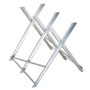 Durhand Cavalletto Taglialegna Pieghevole e Triangolare in Metallocon Denti Seghettati, 83x83x79 cm, Argento   Aosom Italy