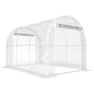 Outsunny Serra a Tunnel 2x3x2 m con Porte Avvolgibili, Telaio in Acciaio e Copertura in PE Anti-UV, Trasparente   Aosom Italy