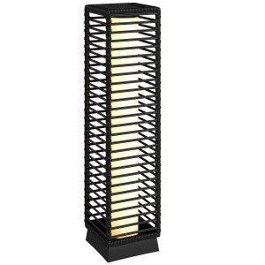 Outsunny Lanterna Solare da Esterno con Sensore di Luce, Lampione Ricaricabile Senza Fili, in Resina Intrecciata, 16x16x68 cm, Nero   Aosom Italy